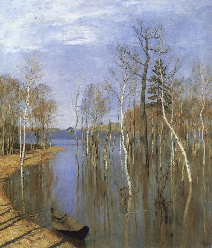 Levitan, Isaak Fruhling, flood oil painting picture
